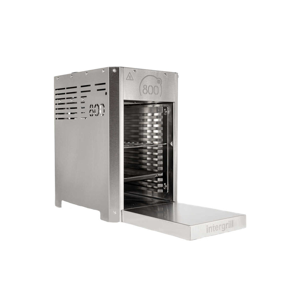 Bakside av 800° ovnsgrill Pure rustfritt stål 3,5 kW