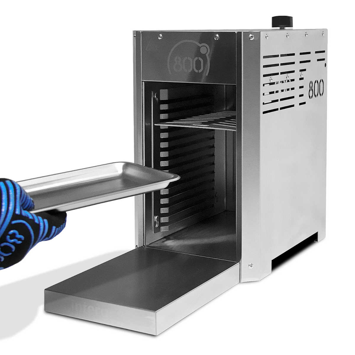 Detalj av gassbrenner i 800° ovnsgrill Pure rustfritt stål 3,5 kW