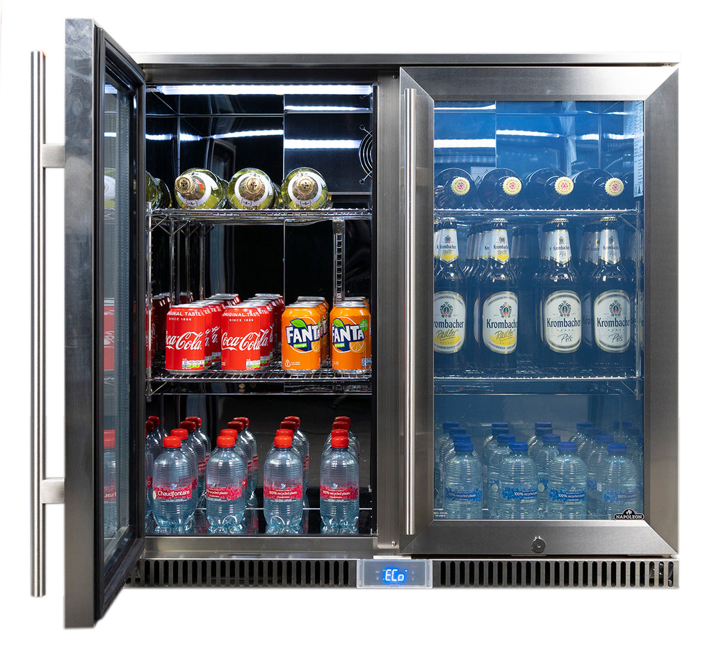 Napoleon Outdoor - Kühlschrank, 210 Liter, 2-türig mit Doppelverglasung und LED Beleuchtung - wasserdicht nach IP24