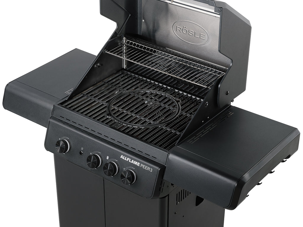 Gassgrill Allflame Peer 3 med 3 brennere støpejernsrist - Rösle
