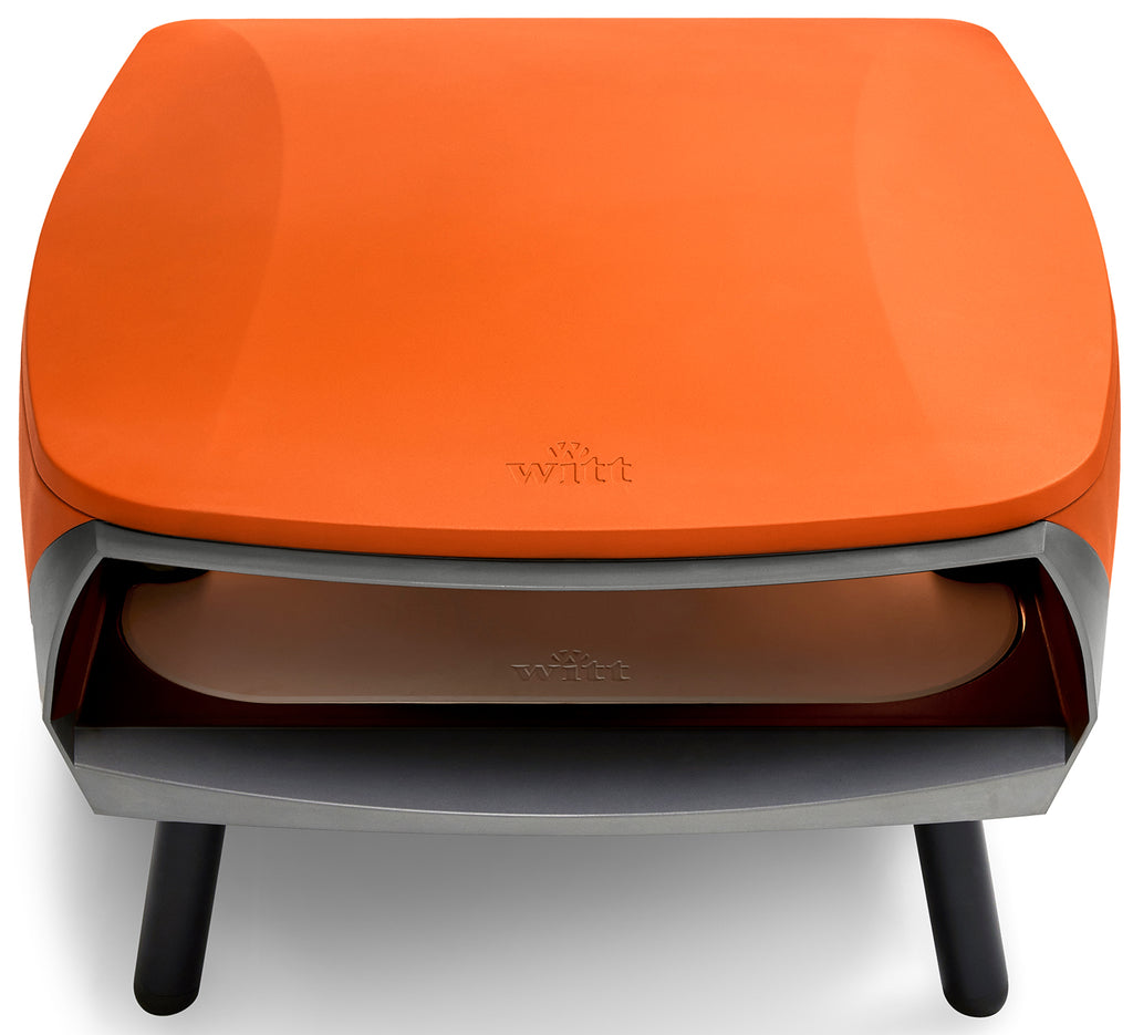 Witt Pizzaofen Gas Etna Fermo 16" matt orange - inkl. Pizzaschieber 36 cm + Pizzawender
