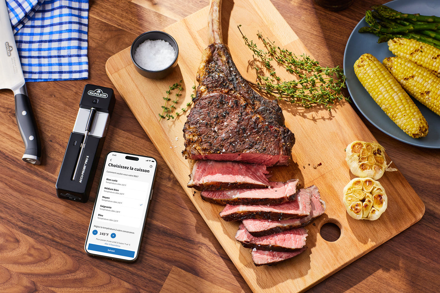 Montert ACCU-PROBE PRO X Bluetooth steketermometer trådløst på grill