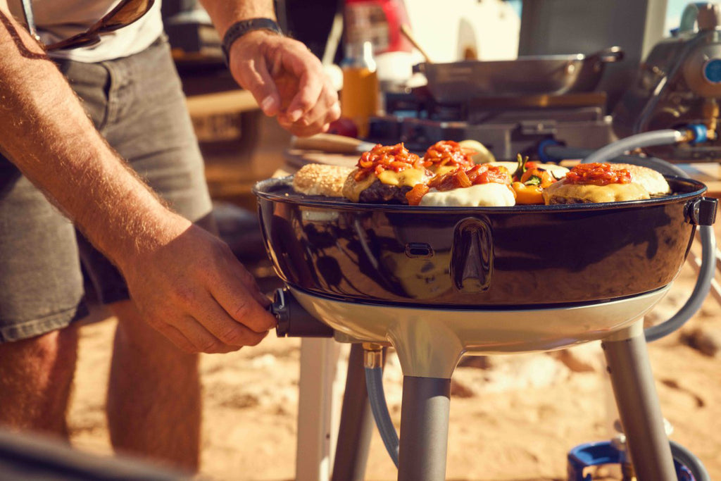 Detalj av aluminium grillsrist på Campinggrill Carri Chef 40