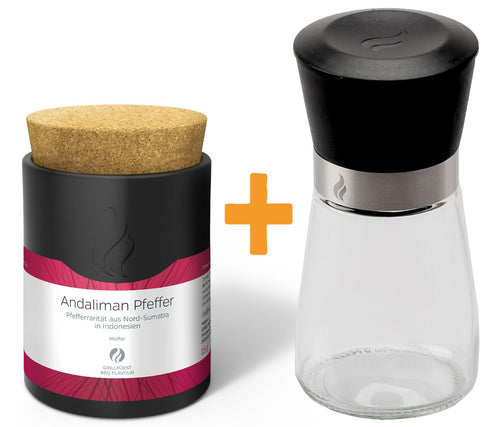 Andaliman pepper keramikkboks 15g med kvern forfra