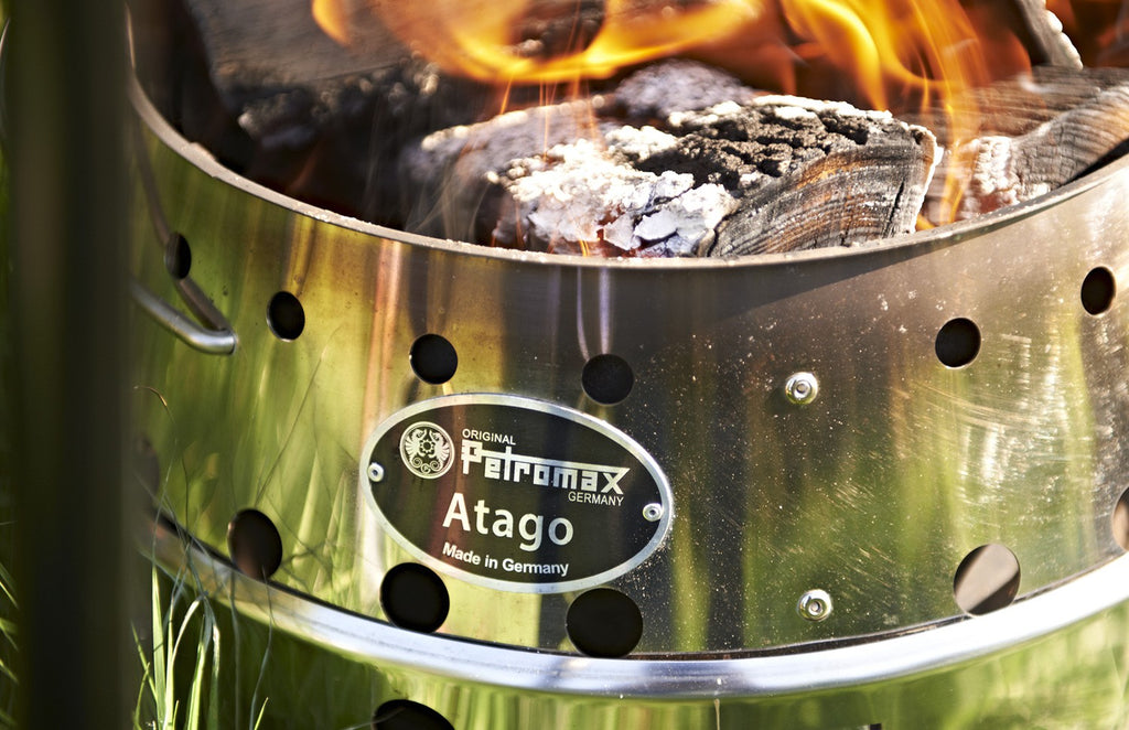 Atago campinggrill bordgrill rustfritt stål 34 cm detalj av håndtak