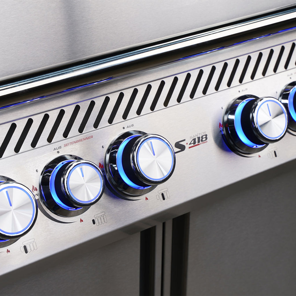Gassgrill S-418 Pro TST rustfritt stål 4 brennere bakbrenner - SANTOS