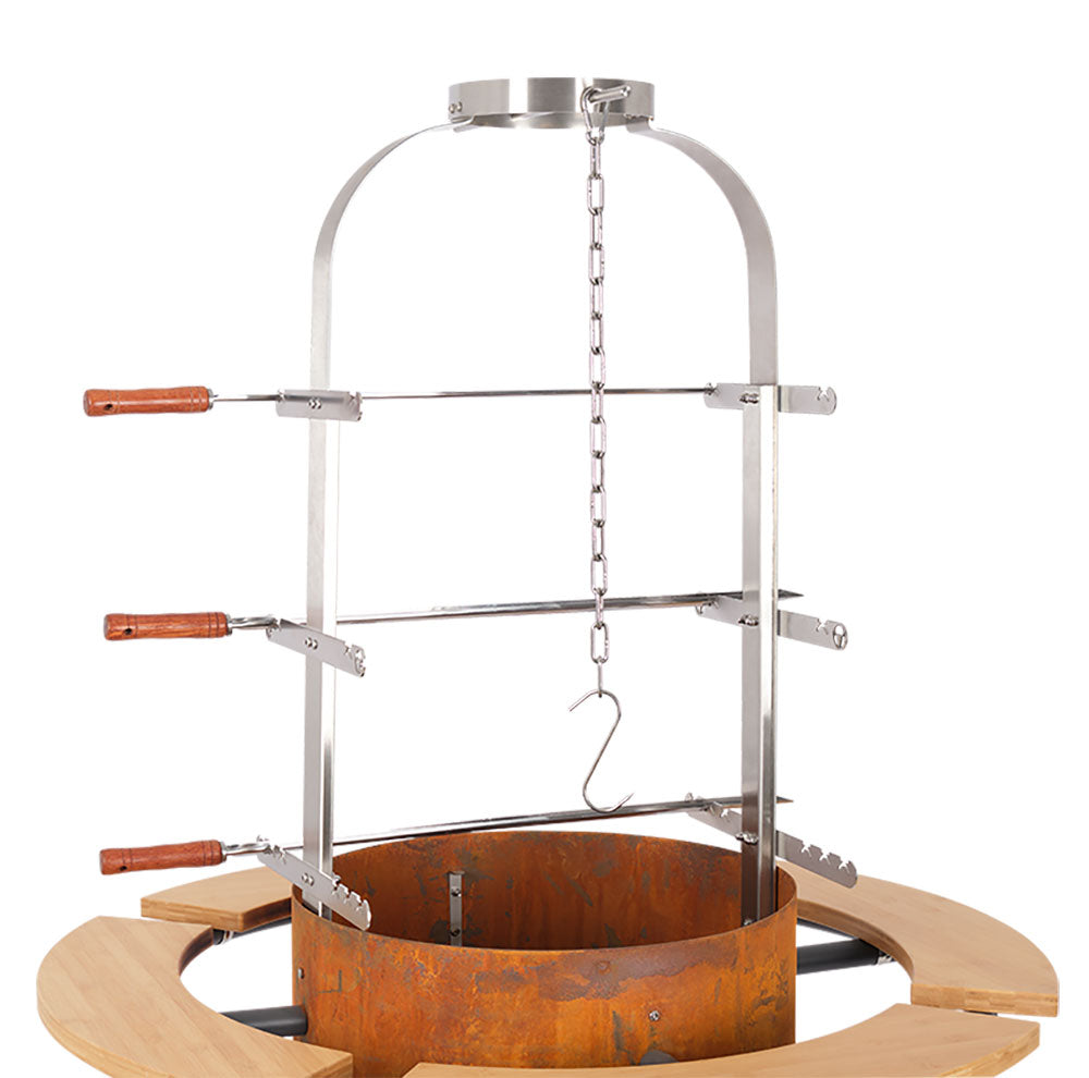 Bålpanne Bandit FirePlace 57 cm med Asado-oppsats bambus bakside