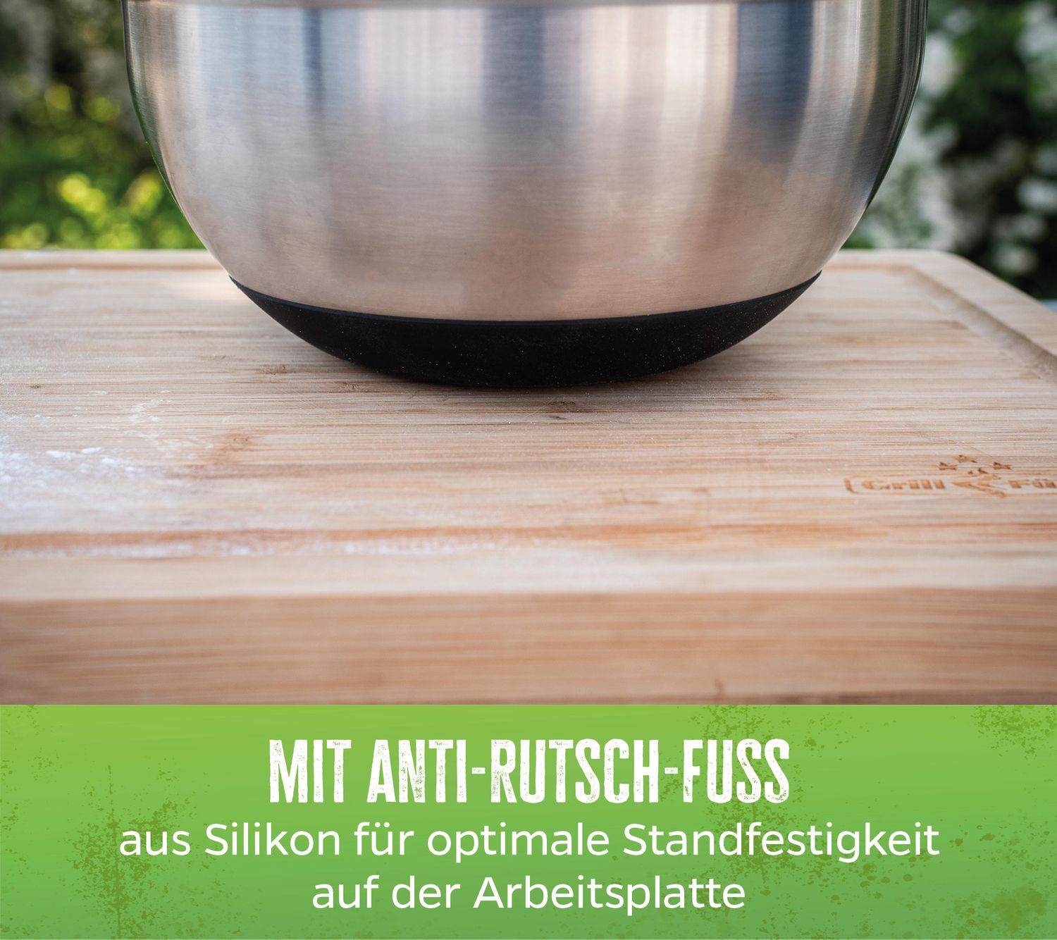 BBQ bollesett 3-delt rustfritt stål med glasslokk stablet sett