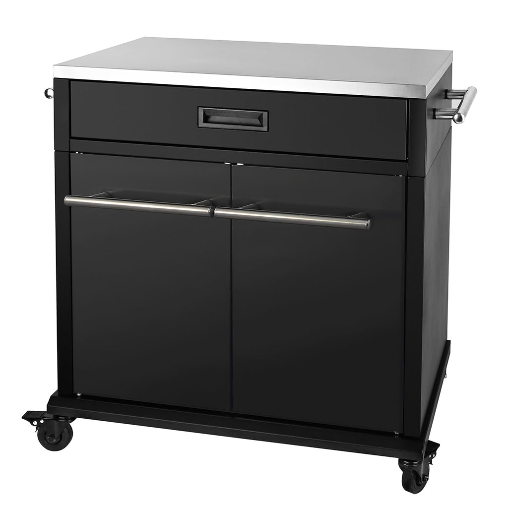 BBQ Cart med skuff og dører all black blank - SANTOS forfra