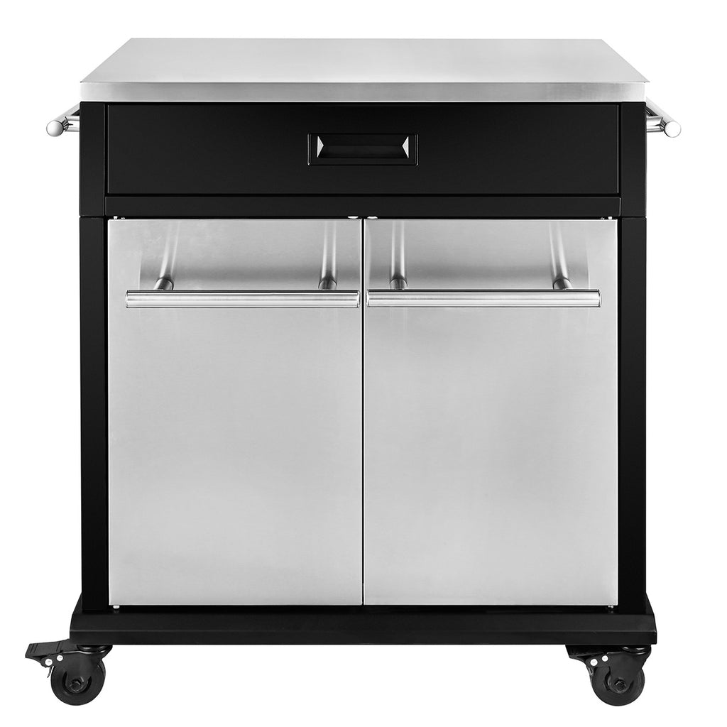 BBQ Cart med skuff og dører rustfritt stål - SANTOS bakside
