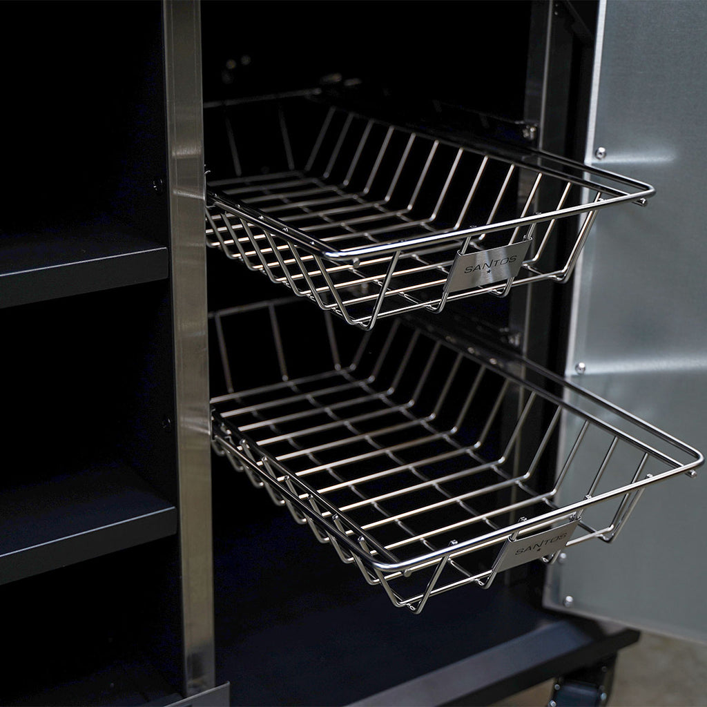Detalj av BBQ Cart Pro matt svart rustfritt stål - SANTOS med skuff