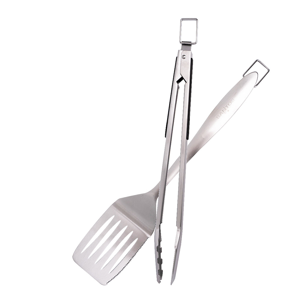 BBQ grillverktøy 2-delt med tang og spade - SANTOS forfra