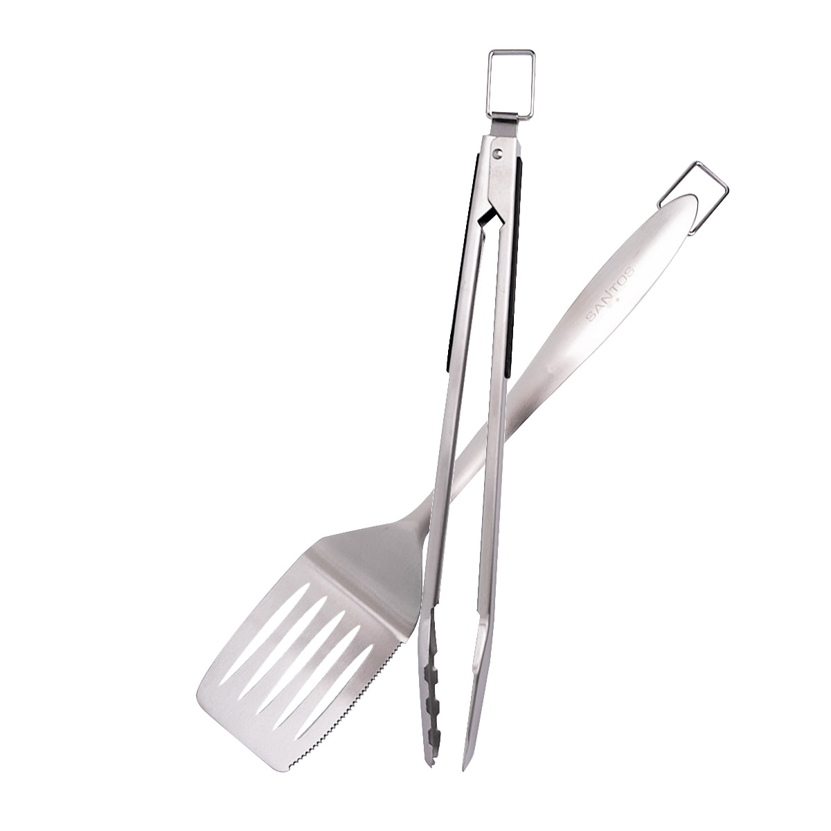 BBQ grillverktøy 2-delt med tang og spade - SANTOS forfra