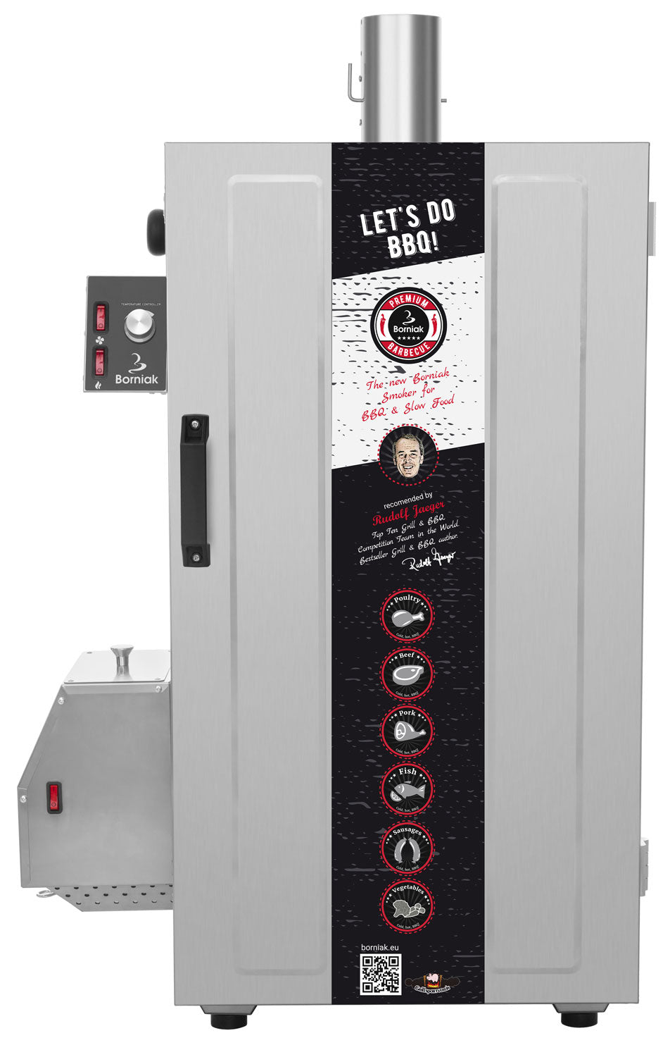 BBQ smoker BBDS-70 digital rustfritt stål 70 l forfra