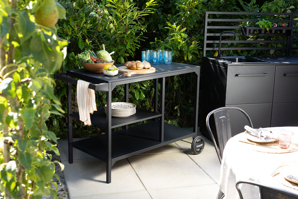 BBQ Station grillbord med hjul 115x60 cm Cozze detalj av hjul