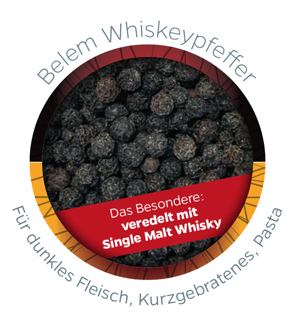 Belem whiskeypepper Single Malt keramikkboks 80g detalj