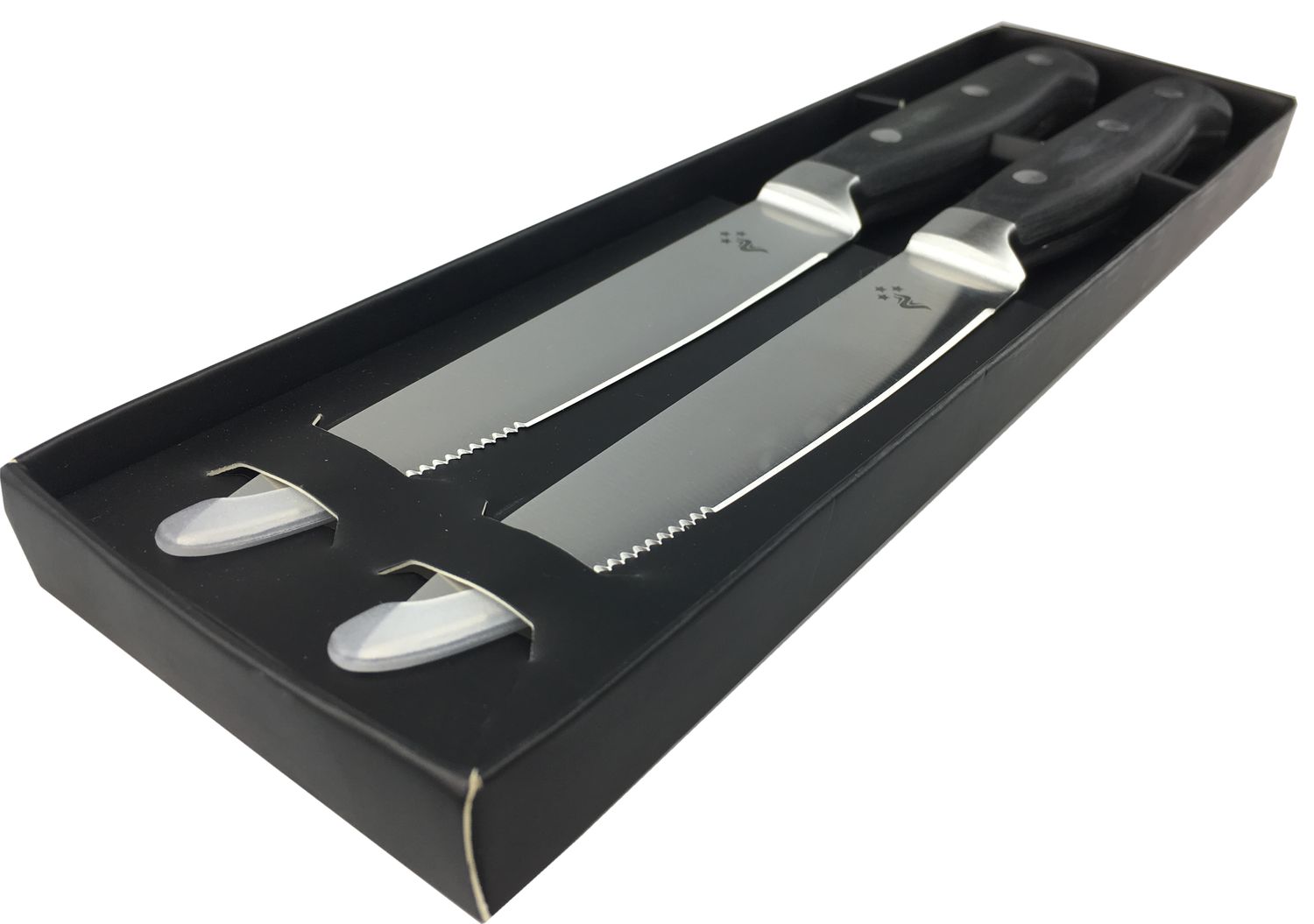Biffkniver med bølgeslip 2-pack rustfritt stål Grillfürst detalj av emballasje