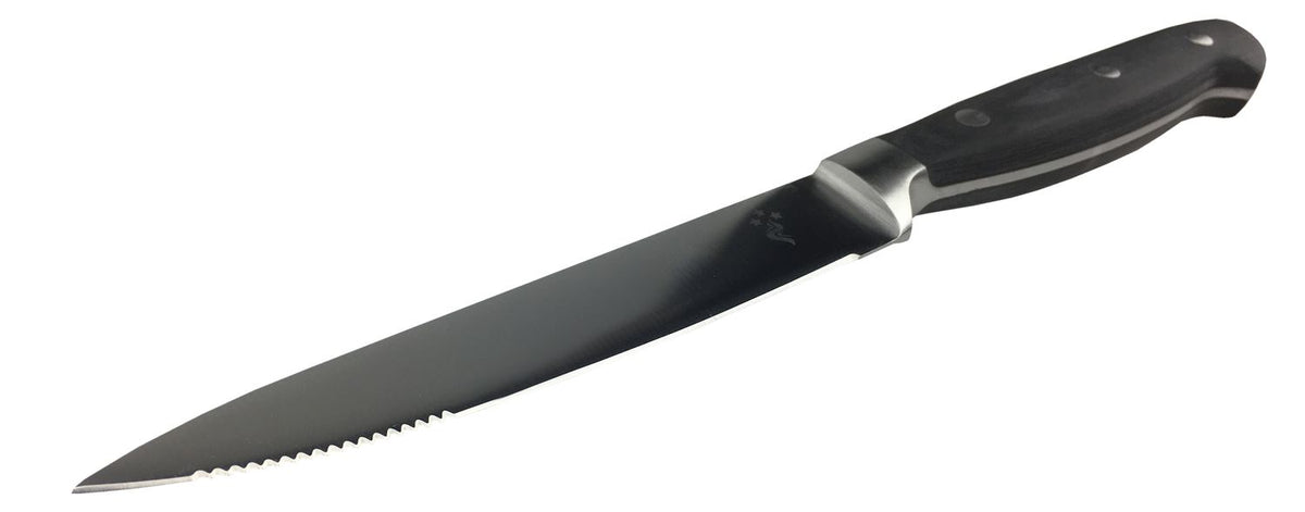 Biffkniver med bølgeslip 2-pack rustfritt stål Grillfürst montert på bord