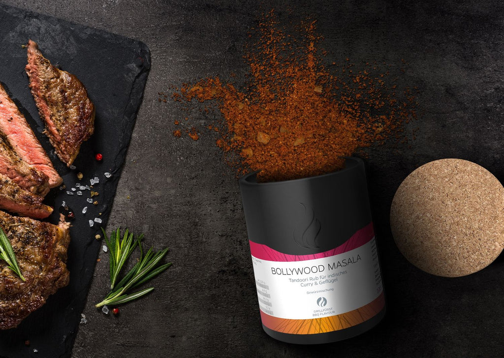 Bakside av Bollywood Masala tandoori-krydderblanding 100 g - Grillfürst krydderdose