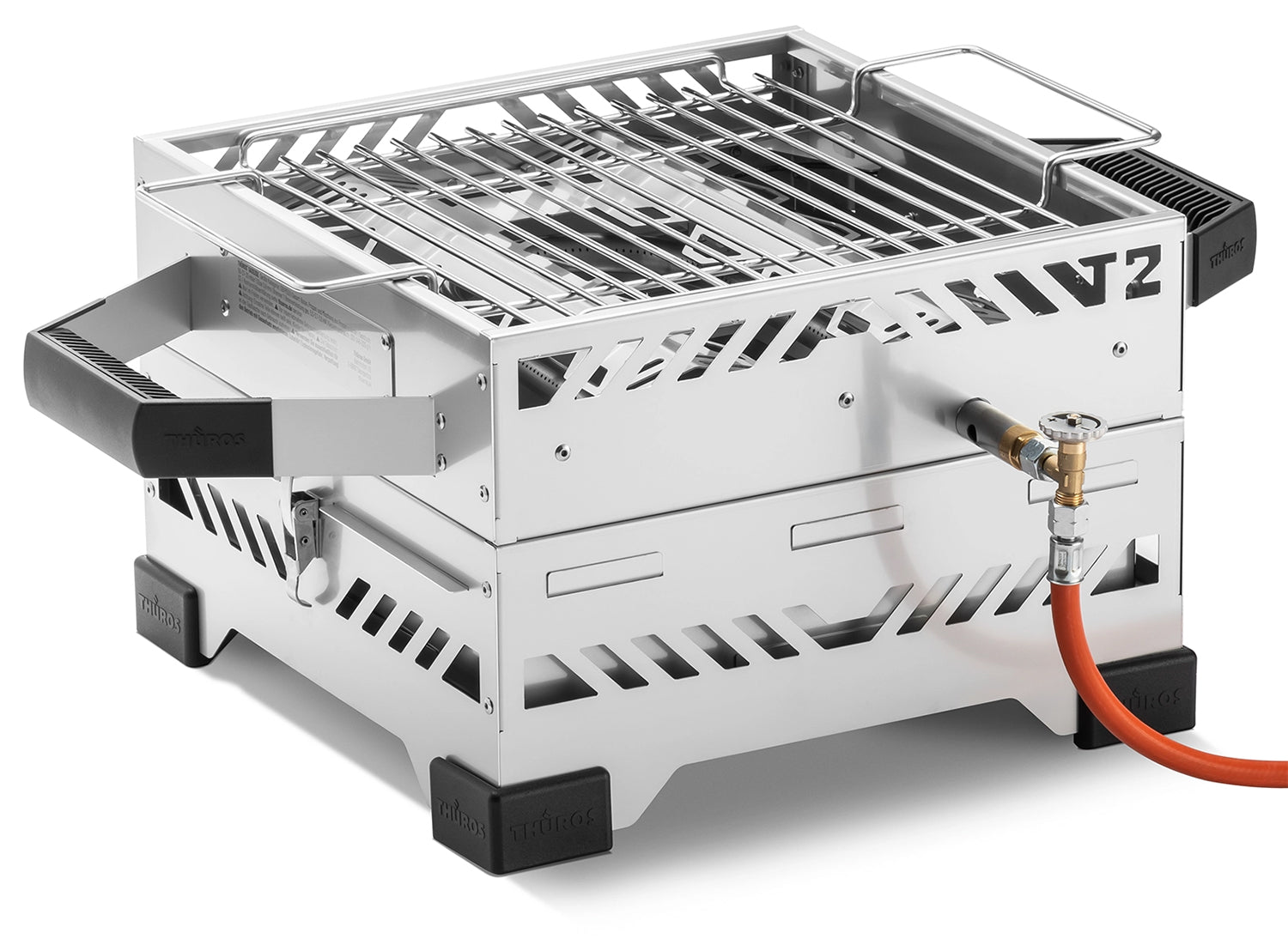 Bordgassgrill T2G rustfritt stål 35x35 cm - Thüros forfra