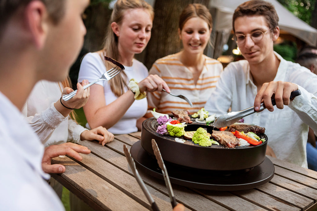 Bordgrill Tabl'O støpejern grillplate 39,5 cm med briketter