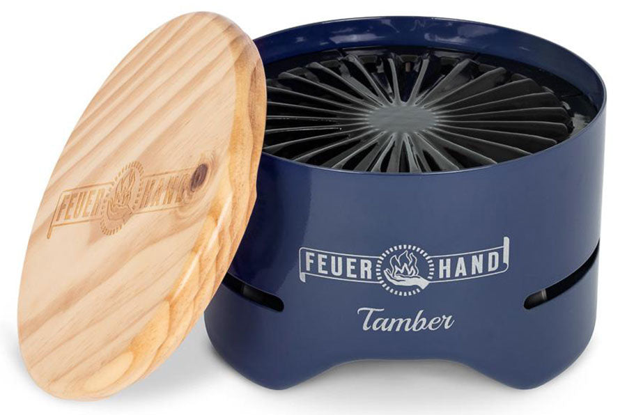 Bordgrill Tamber blå 20 cm trekull emaljert rist bakside