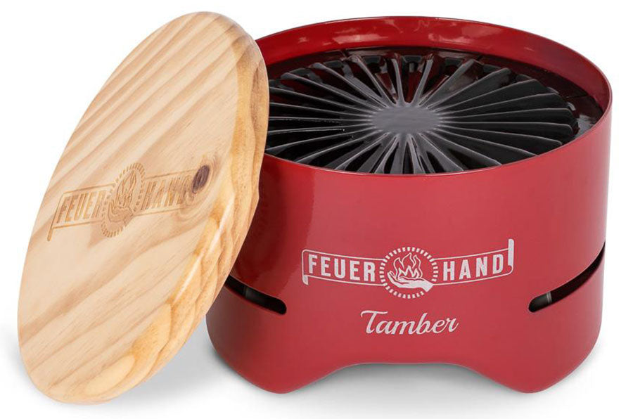 Bordgrill Tamber rød 20 cm trekull emaljert rist bakside