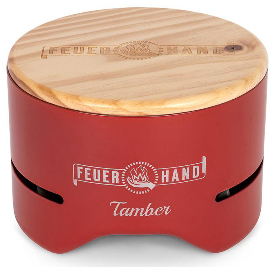 Bordgrill Tamber rød 20 cm trekull emaljert rist forfra