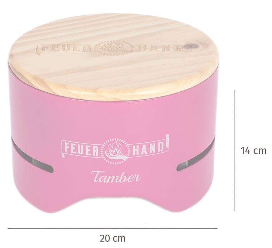 Bordgrill Tamber telemagenta 20 cm trekull emaljert rist montert og klar