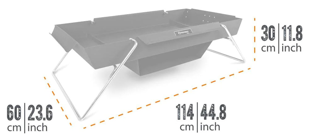 Brennbock transportabel bålpanne og kokeplass 116 cm montert utendørs