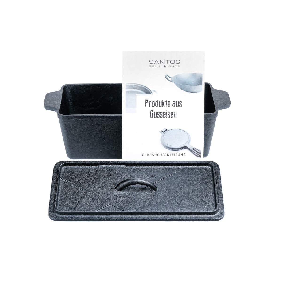Brødform K4 med lokk støpejern 34 x 13 cm - SANTOS i bruk på grill