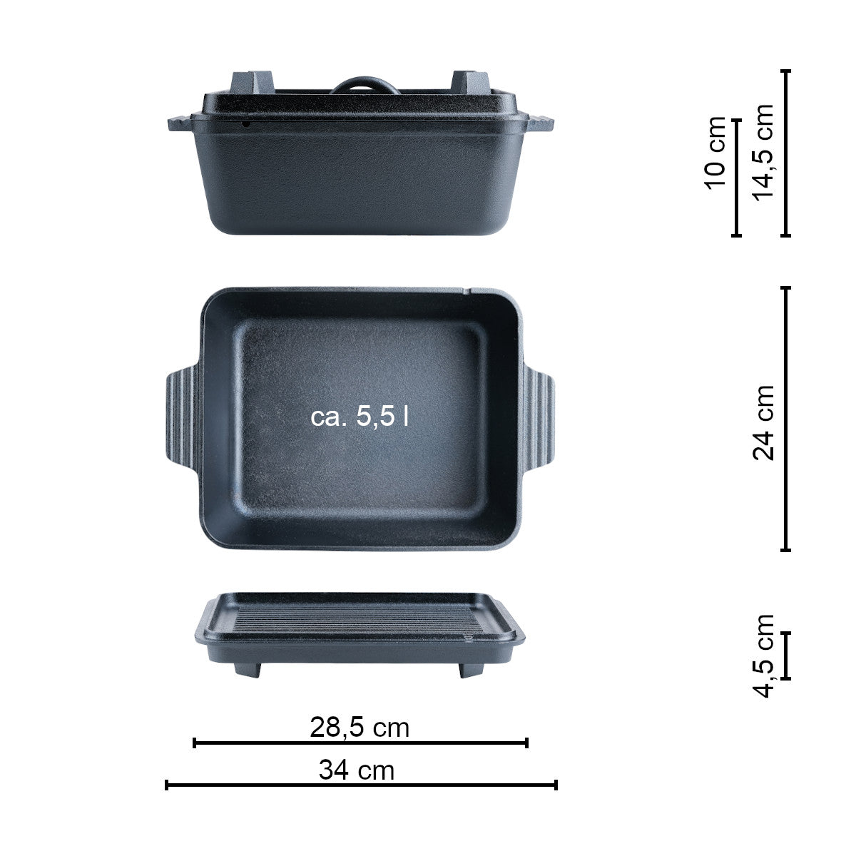 Montert Brødform K8 med lokk støpejern 34 x 24 cm på grill