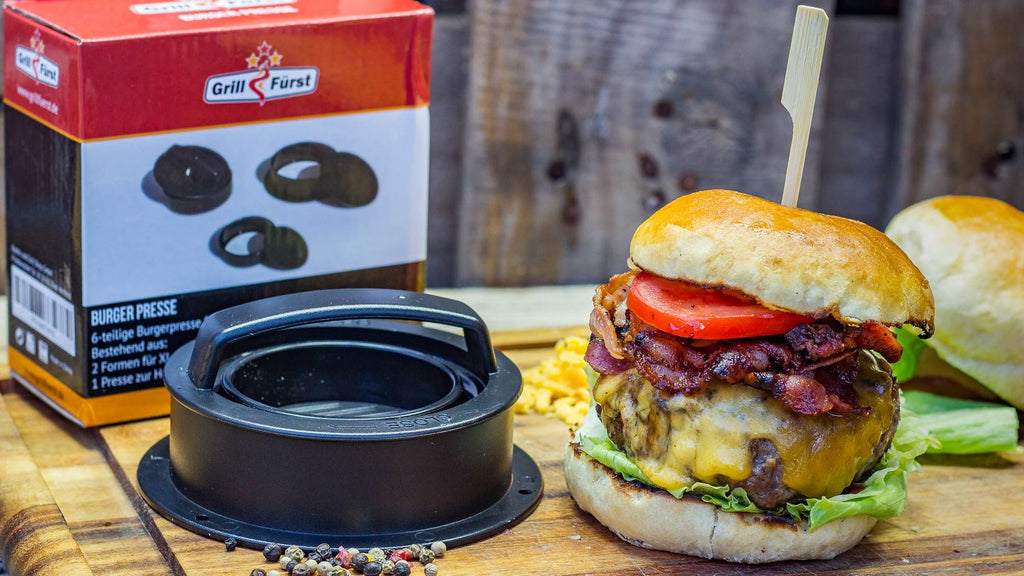 Nærbilde av Burgerpresse for fylte burgere 6-delt - Grillfürst