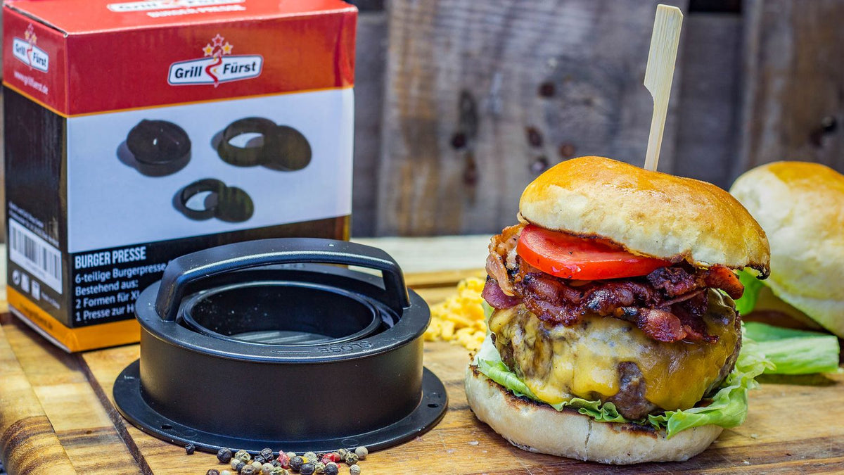 Nærbilde av Burgerpresse for fylte burgere 6-delt - Grillfürst