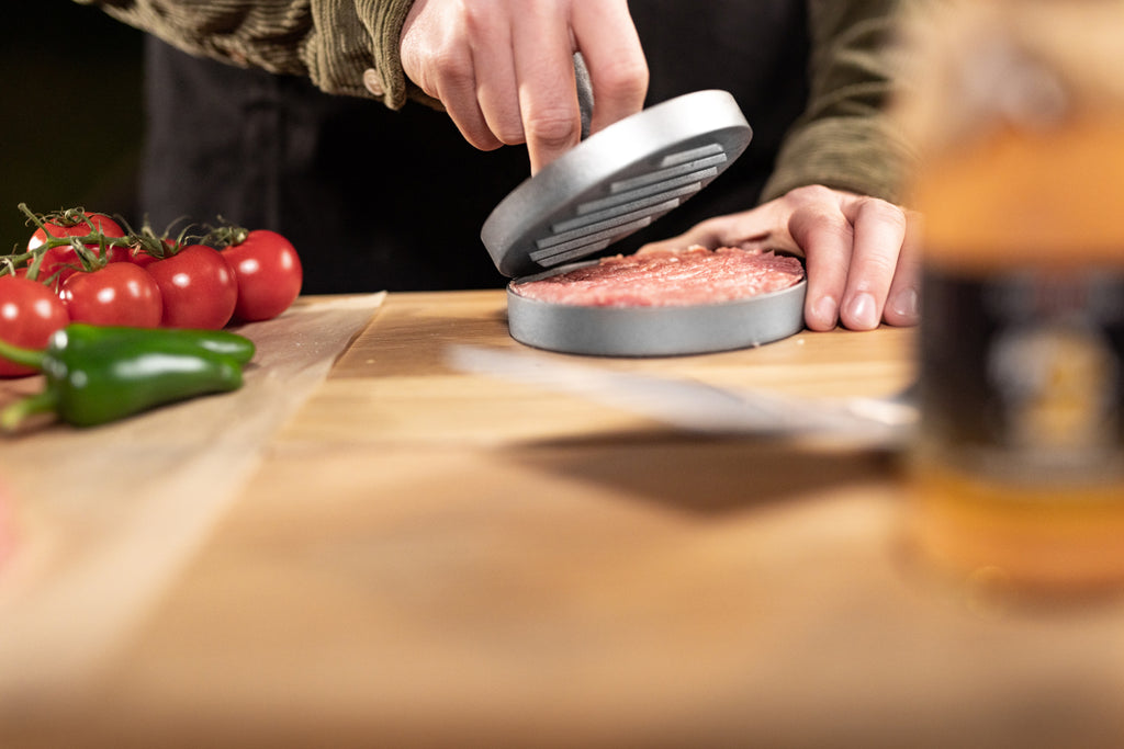 Detalj av Burgerpresse aluminium 11,5 cm