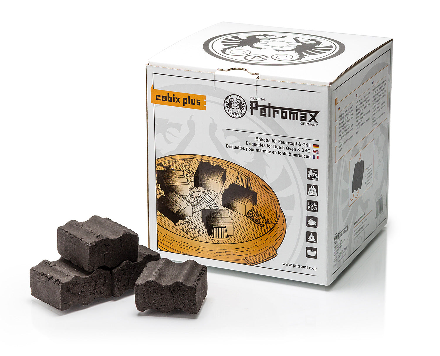Cabix Plus briketter for dutch oven og grill 3 kg forfra