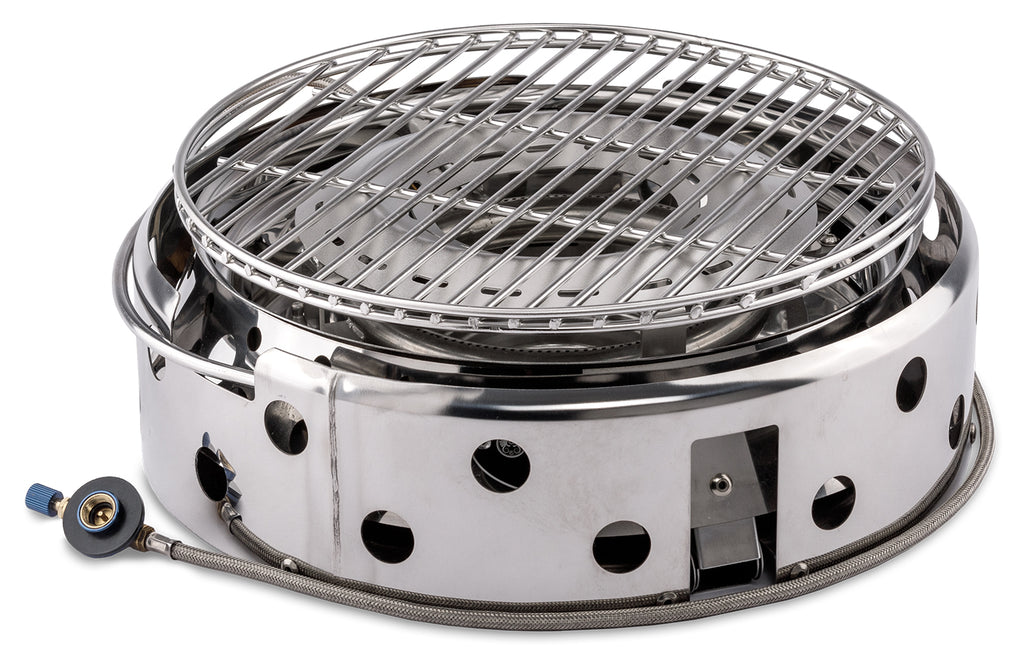 Campinggrill Atago gassgrill 28 cm 3,8 kW detalj av brenner