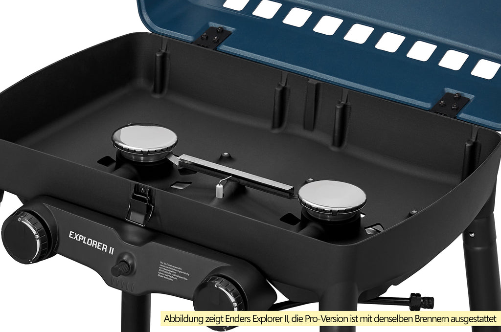 Campinggrill Explorer II Pro 2 brennere rustfritt stål med toppflater