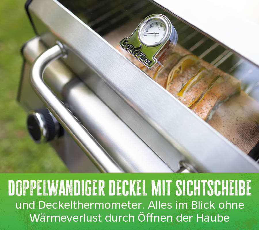 Campinggrill G201E 2 brennere med understell med lokk og vindu