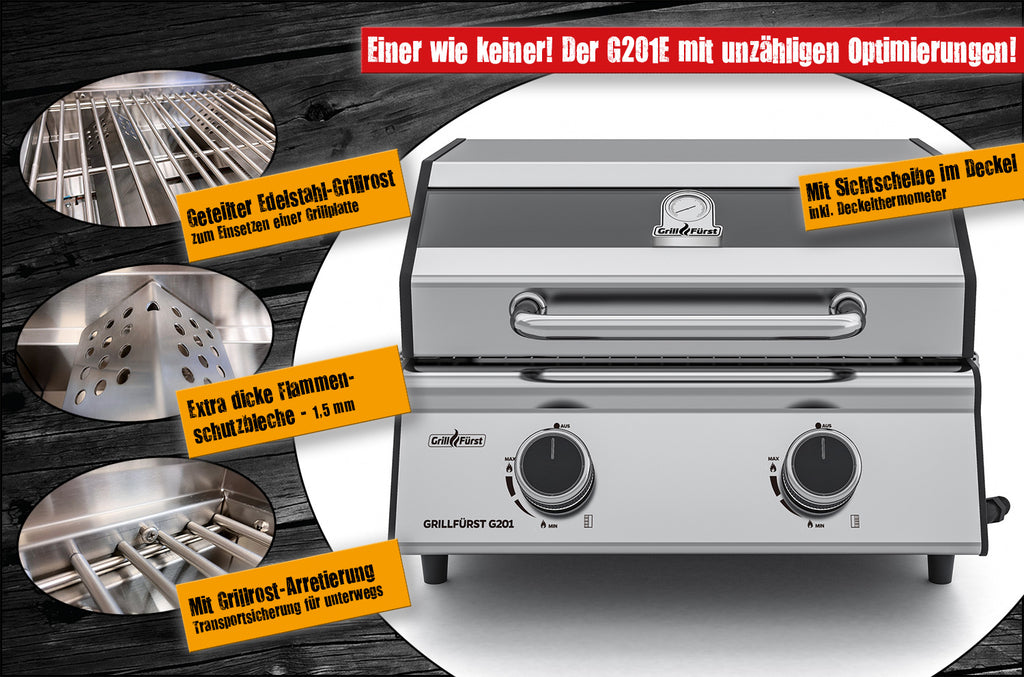 Campinggrill G201E portabel 2 brennere 30mbar - Grillfürst bakside