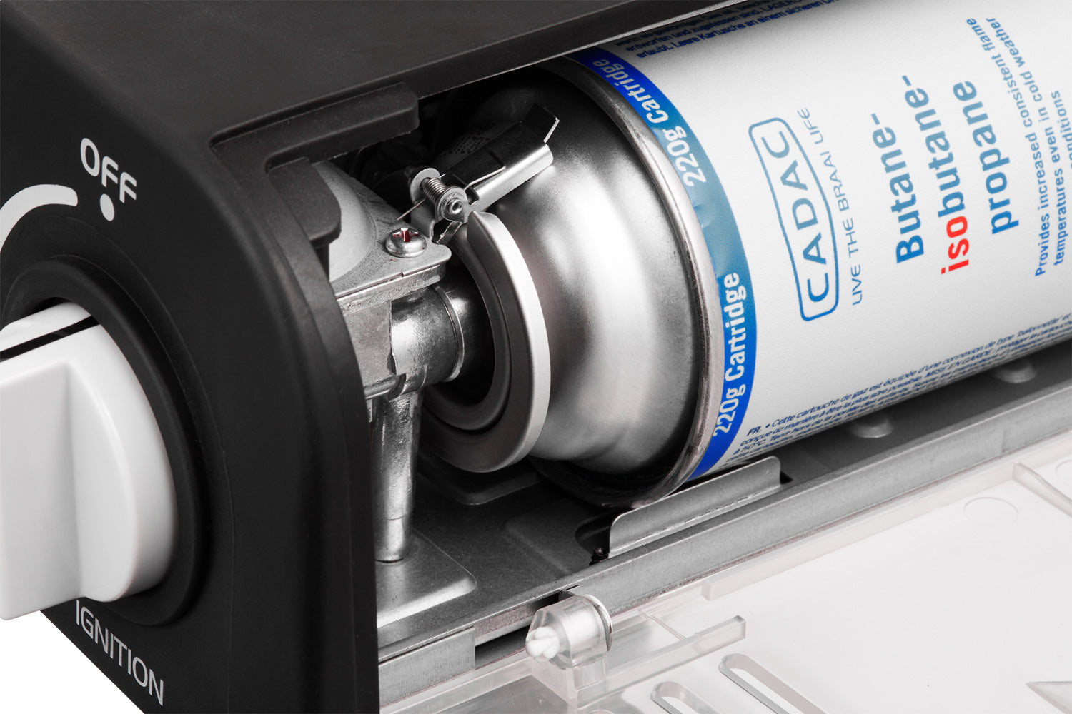 Montert Campinggrill Safari Chef 30 Compact Combo gass CADAC i bruk