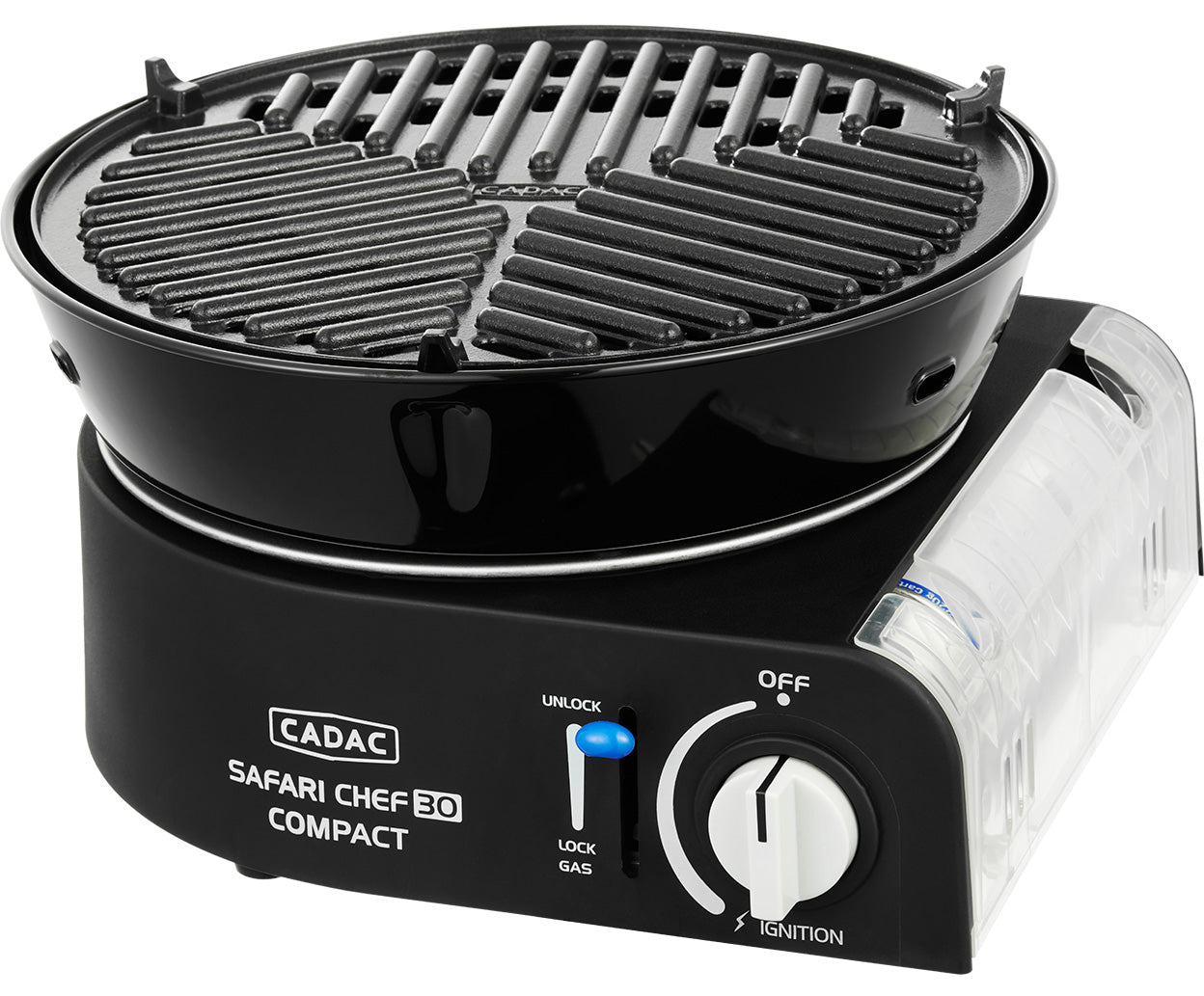Campinggrill Safari Chef 30 Compact Deluxe gass 28 cm med bæreveske