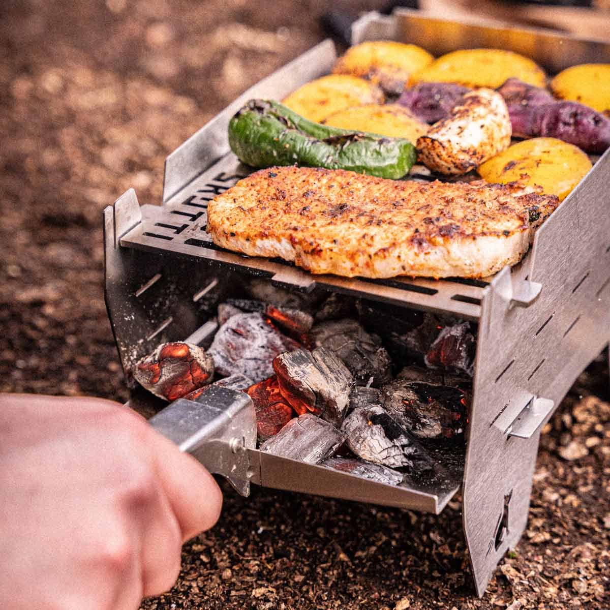 Campinggrill Skotti Mini rustfritt stål XS bakside