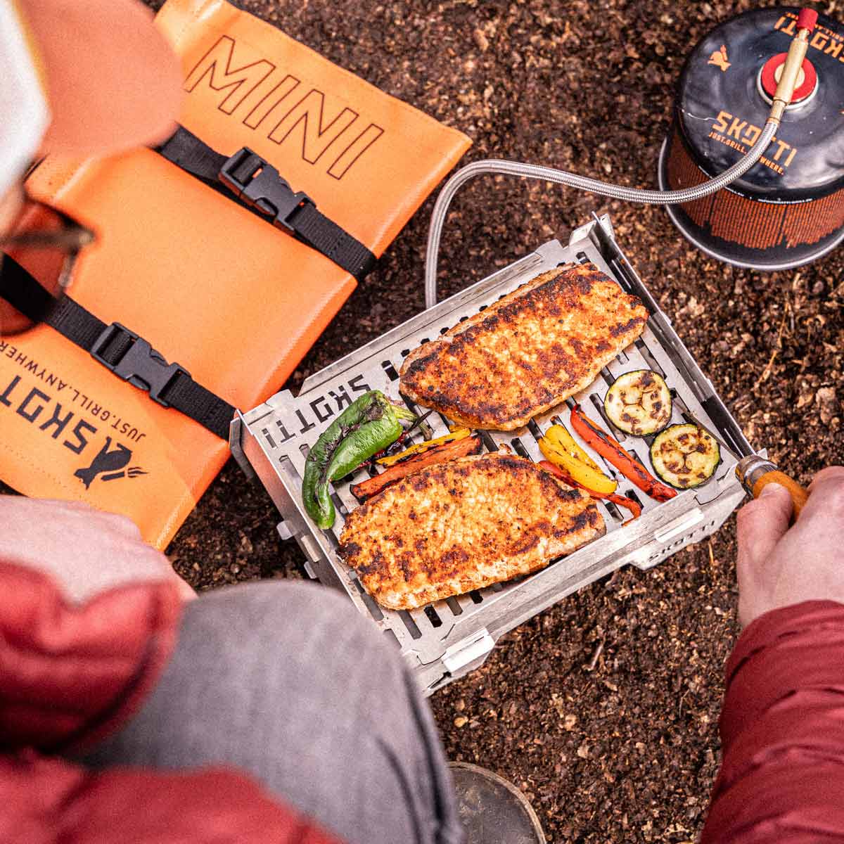 Campinggrill Skotti Mini rustfritt stål XS detalj av grillrist