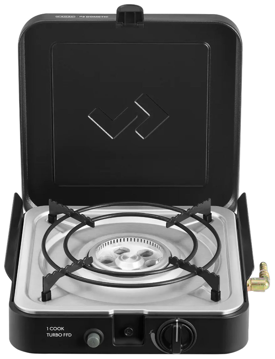 Nærbilde av piezo-tenning på Campingkoker 1-Cook Turbo FFD Stove 1 brenner 30 mbar - CADAC