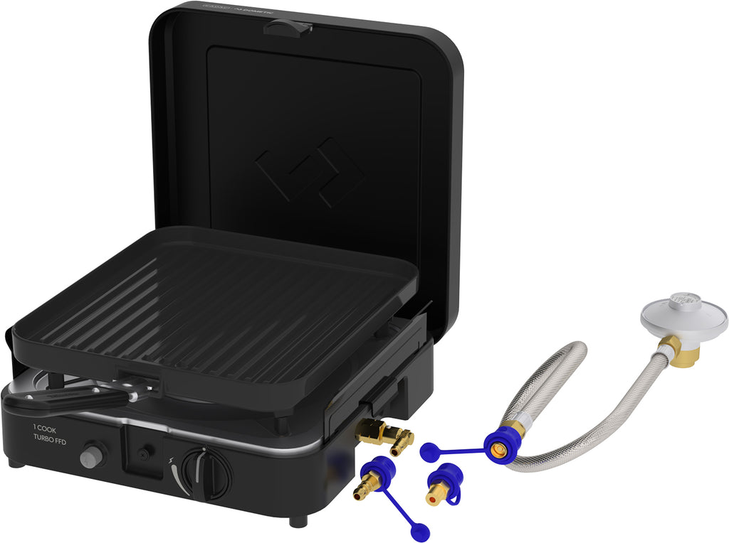 Detalj av grillplate på Campingkoker 1-Cook Turbo Pro FFD Combo 50 mbar