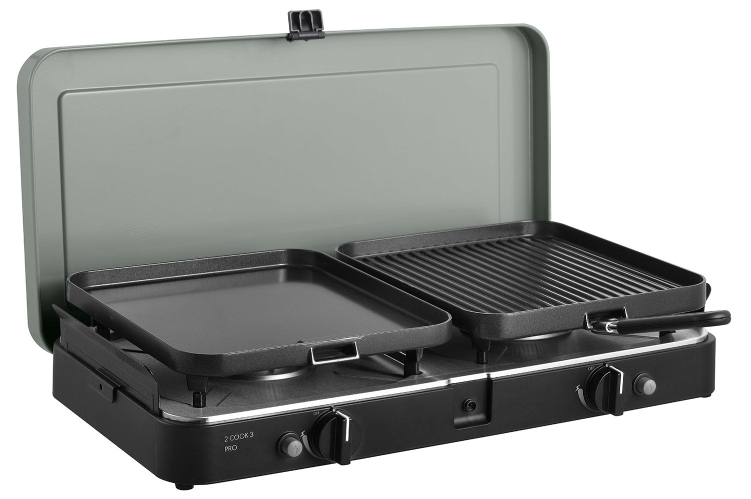 Campingkoker 2-Cook 3 Pro Deluxe 2 brennere 50 mbar - CADAC forfra