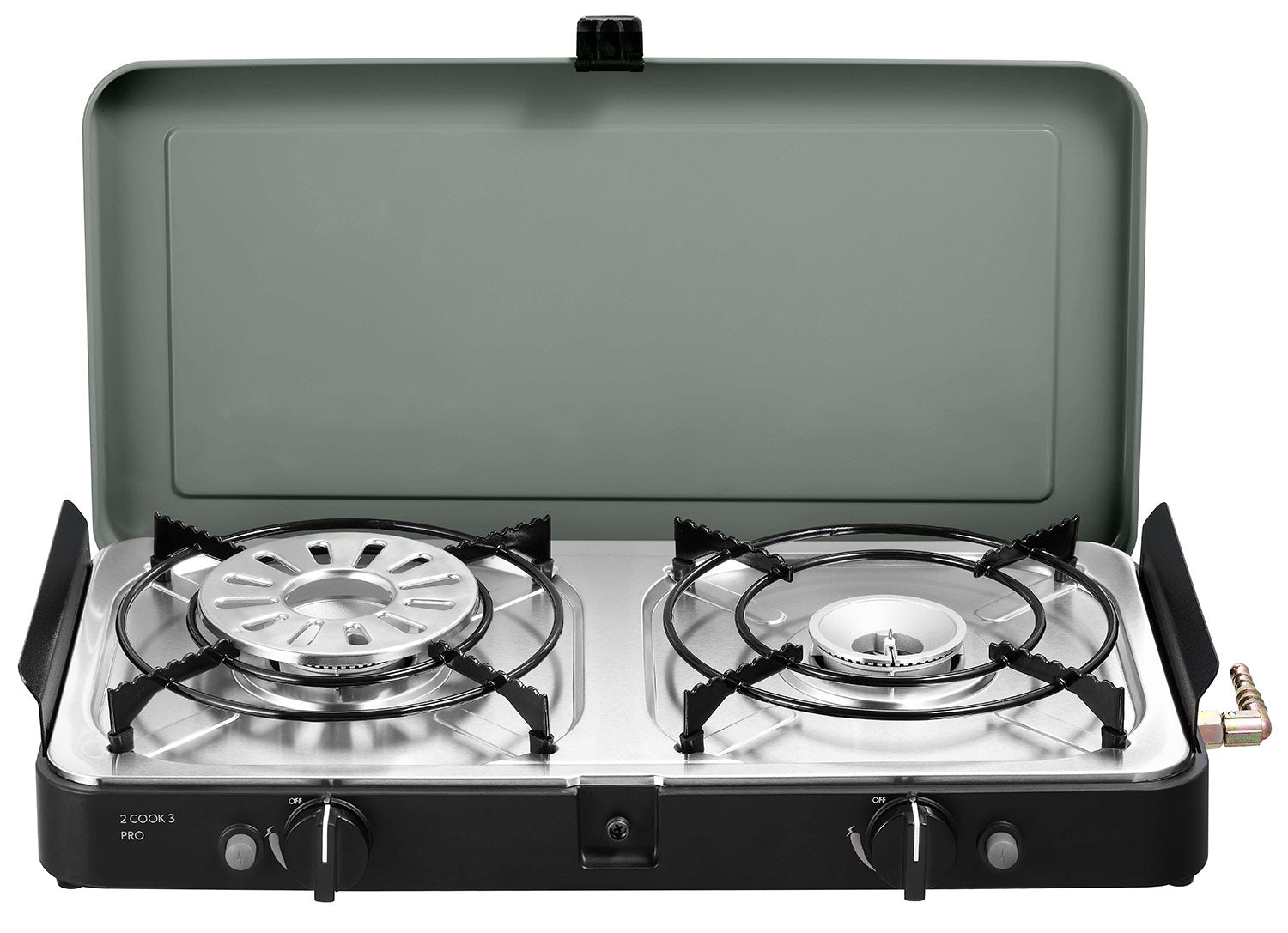 Campingkoker 2-Cook 3 Pro Deluxe 2 brennere 30 mbar montert på bord