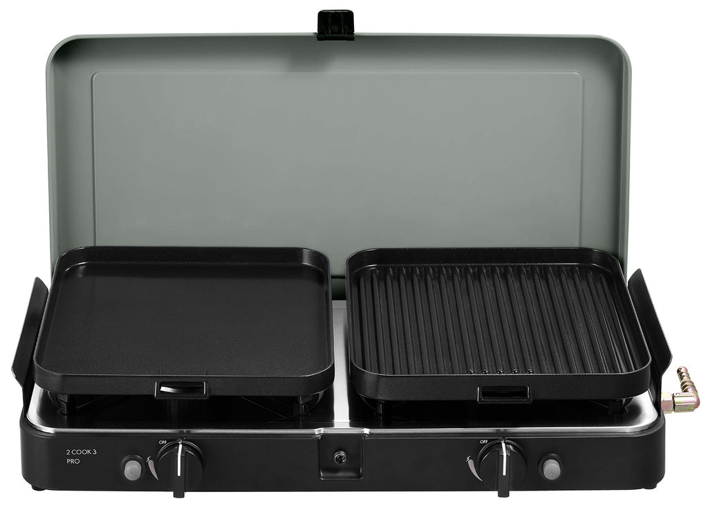 Campingkoker 2-Cook 3 Pro Deluxe 2 brennere 50 mbar - CADAC bakside