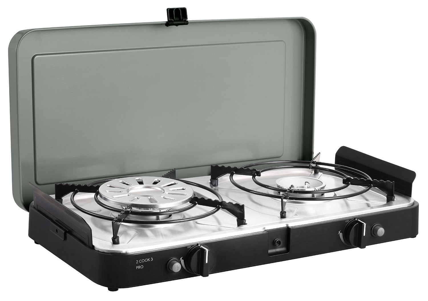 Detalj av kokeplater på Campingkoker 2-Cook 3 Pro Deluxe 2 brennere 50 mbar - CADAC